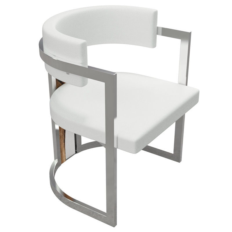 Leather Arm Chair, White, Chrome, 10 Pieces