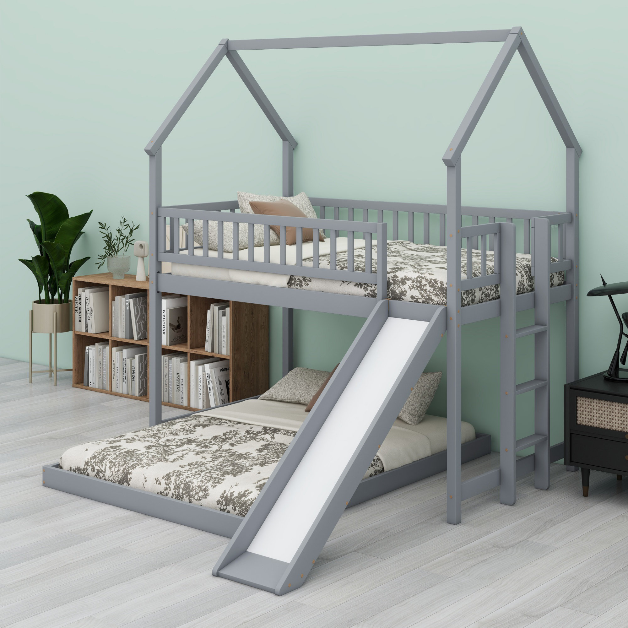 Harper Orchard House Bunk Bed With Slide And Built-In Ladder - Wayfair ...