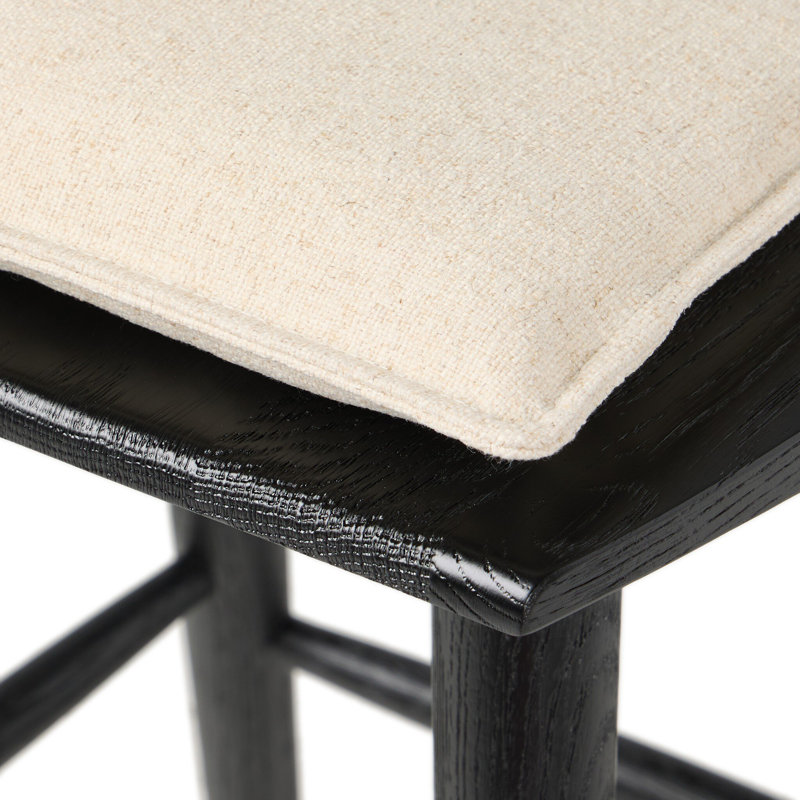 Lewis Windsor Stool With Cushion-Sandy Oak-Counter, Counter Stool (25.02” Seat Height), Black Oak