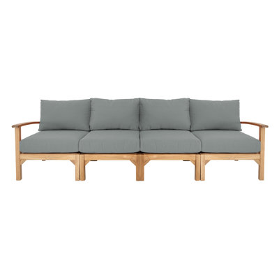 Huntington 113'' Wide Rectangle Teak Patio Sofa with Cushions