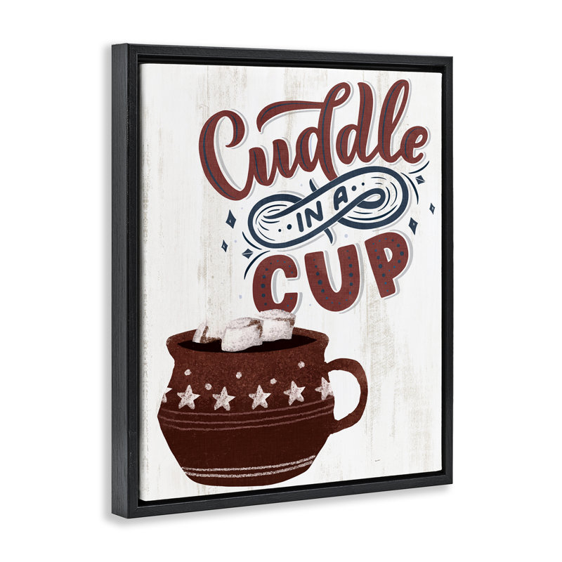 Cadre flottant Cuddle In A Cup Cocoa, design par Kim Allen, H 21 po x l 17 po, Cadre flottant noir de jais