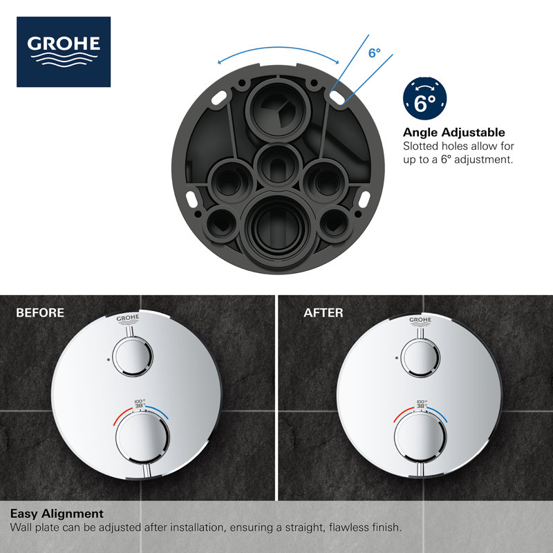 GROHE Grohtherm 2-Handle Shower Thermostatic Valve Trim Kit, Matte Black