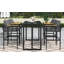 Ensemble repas en fer avec accoudoirs en bois d'acacia adapté au patio-875242141