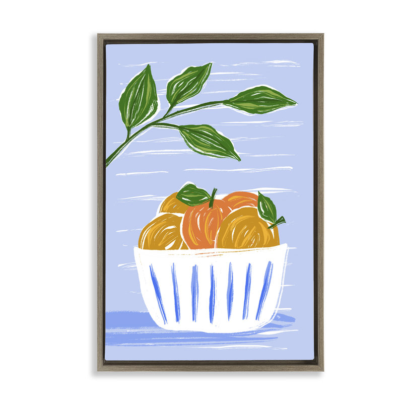 Bowl Of Oranges Framed Floater Canvas by Martina Pavlova, 31" H x 21" W, Montalcino Elm Floater Frame