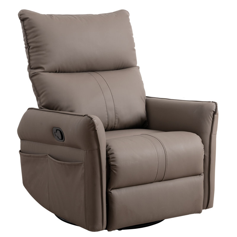 Modern Small Rocking Swivel Recliner Chair, Similicuir brun