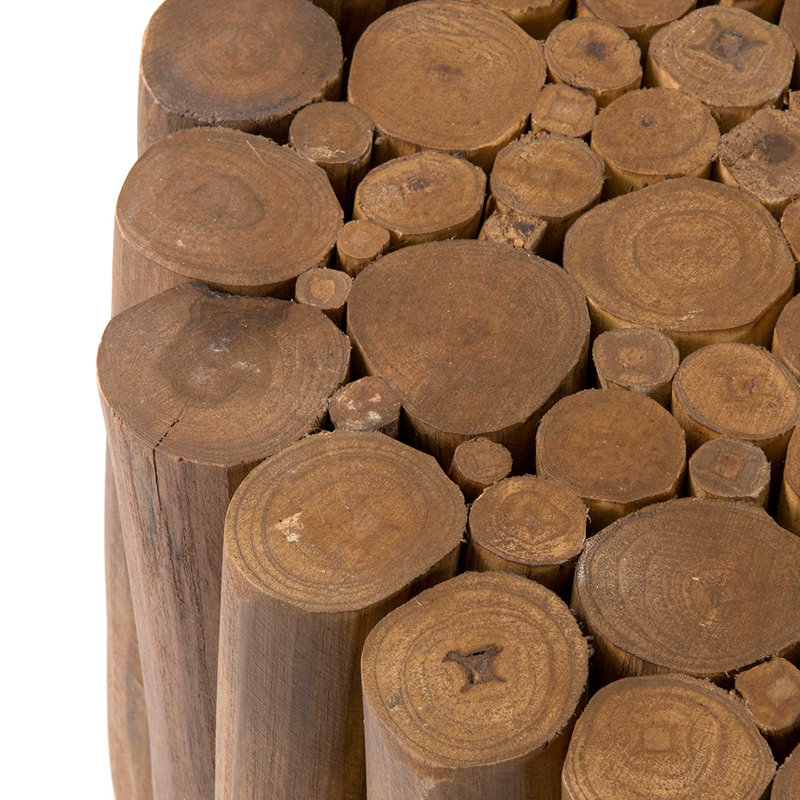 Table de bout cylindrique en bois massif Amhold, Naturel
