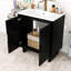 Meuble-lavabo simple autoportant minimaliste avec portes à fermeture en douceur, lavabo en résine et rangement-1749406912