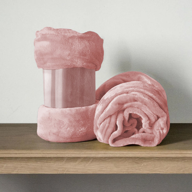 Climax Super Soft Reversible Mink Faux Plush Fur Fleece Blanket Throw, Kingsize (5'), Pink