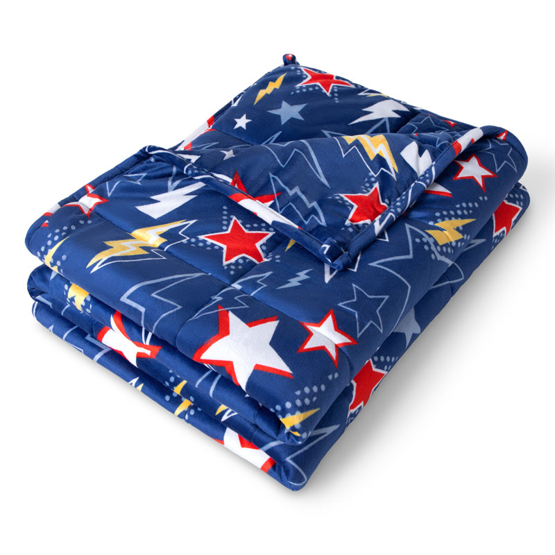 Couverture pondérée Minky, l 40 po x L 60 po, 7 lb, Bleu super-héros