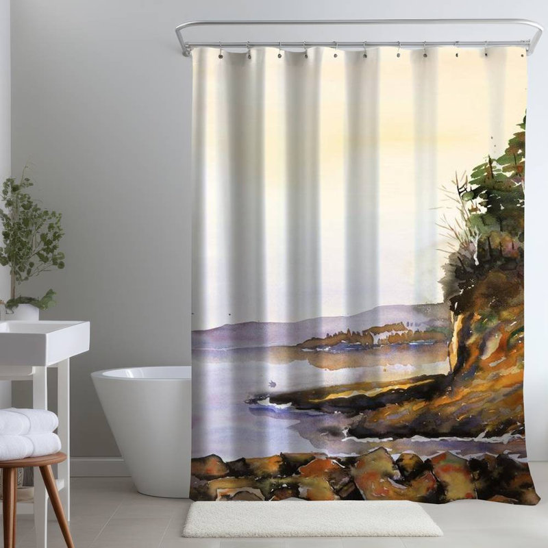 Shower Curtain LA154 – Polyester Shower Curtain, Dye Sublimation Print, 71" W × 74" L