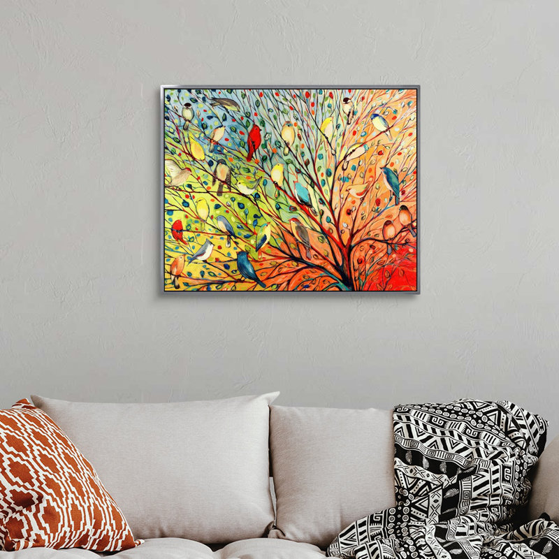 «Twenty Seven Birds», reproduction d'impression, Impression encadrée sans passe-partout, 26" H x 32" W, Argent