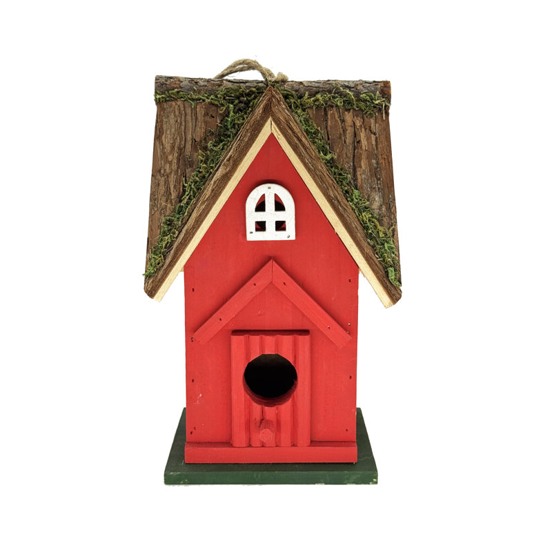Maison d'oiseaux à toit en bois rouge