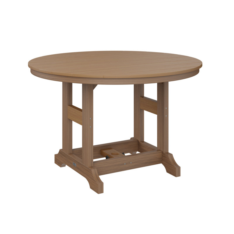 Garden Classic Outdoor Round Bar Table, Natural Teak, Antique Mahogany