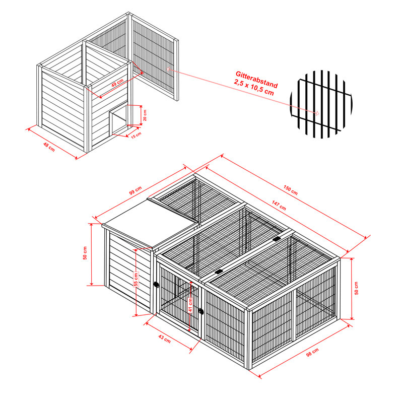 Calirae Weather Resistant Small Animal Hutch