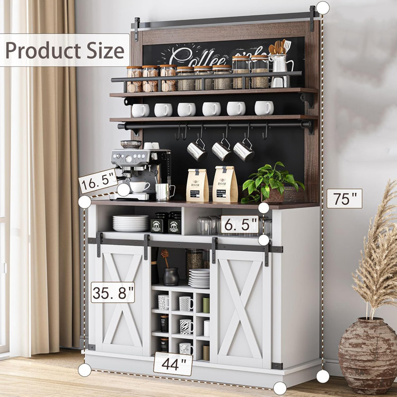 111.8cm Bar Cabinet, Brown/White