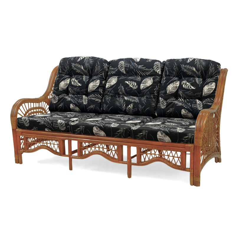 Anneelizabeth 70" Recessed Arm Sofa, Black Leaf
