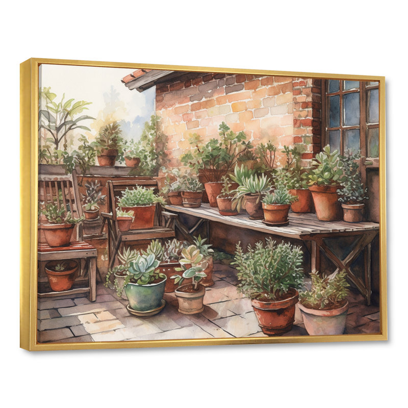 Rumjana Cottage Balcon Garden V sur toile, H 34 po x l 44 po x P 1,5 po, Cadre flottant doré