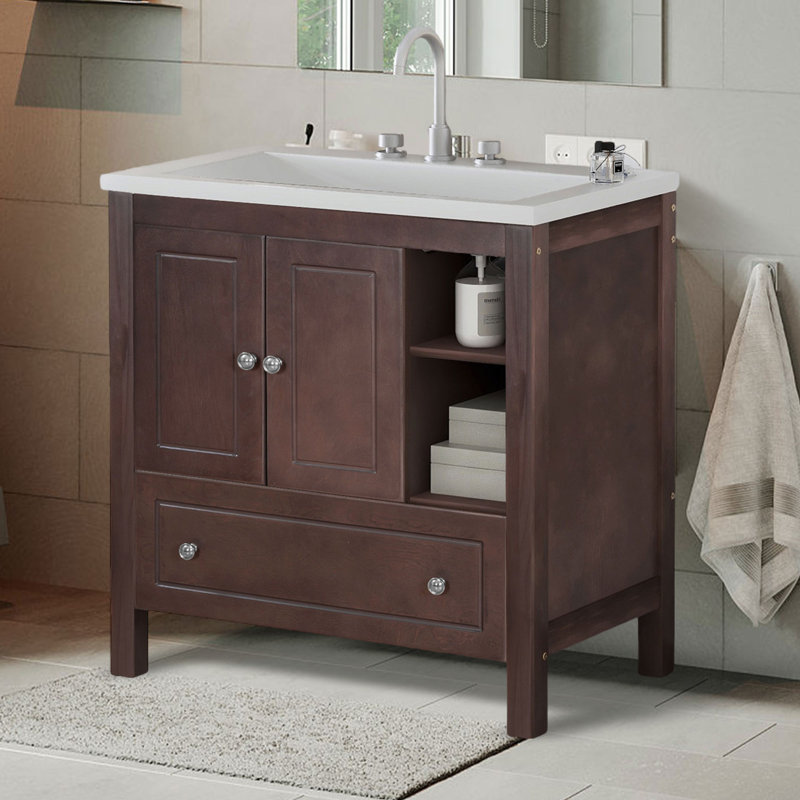 Base de meuble-lavabo simple 29,13 po seulement, Brun