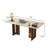 63" Modern Travertine Top Computer Desk, Rectangular Executive Desk With Swith Heavy-duty Dual Wooden Bases, Home Office Writing Desk