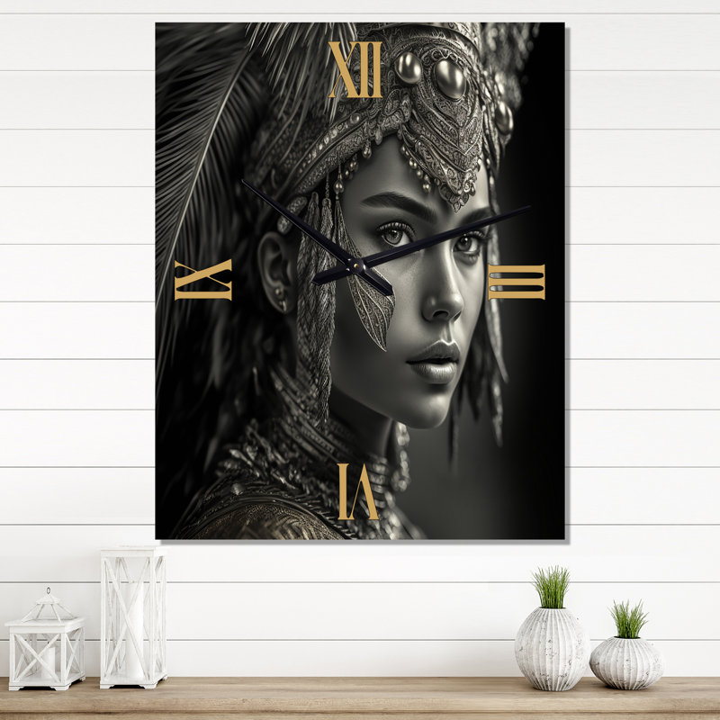 Horloge murale bohémienne noire et blanche V - Boho, H 40 po x l 30 po x P 1 po