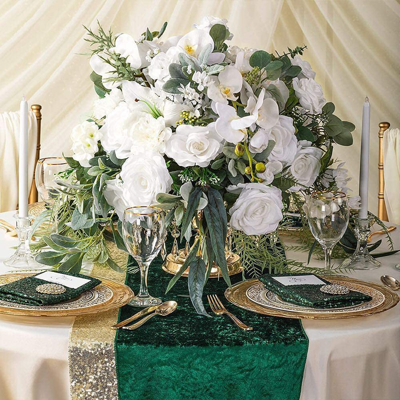 29 X120 Inch Green Velvet Table Runner