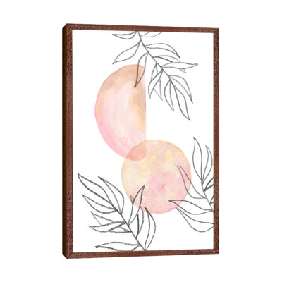Blush Pink Shapes and Leaves 1 Piece Painting on Canvas