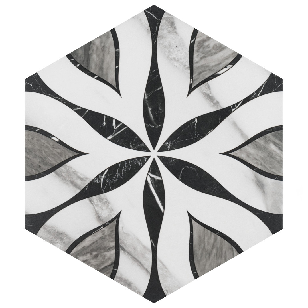 Marbilia Hex Elazig w/Biotech 11" x 13" Porcelain Moroccan Wall & Floor Tile (Set of 14) Merola Tile