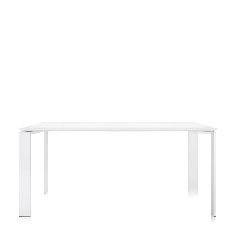 Four Metal Base Dining Table, 28" H x 62" W x 31" D, White