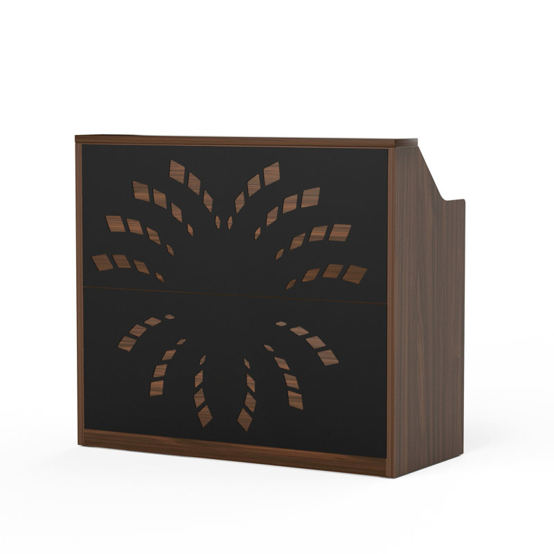Bureau de réception moderne de 46,5 po avec rangement, bureau de caisse pour caisse, salon, bureau et réception, Walnut&Black