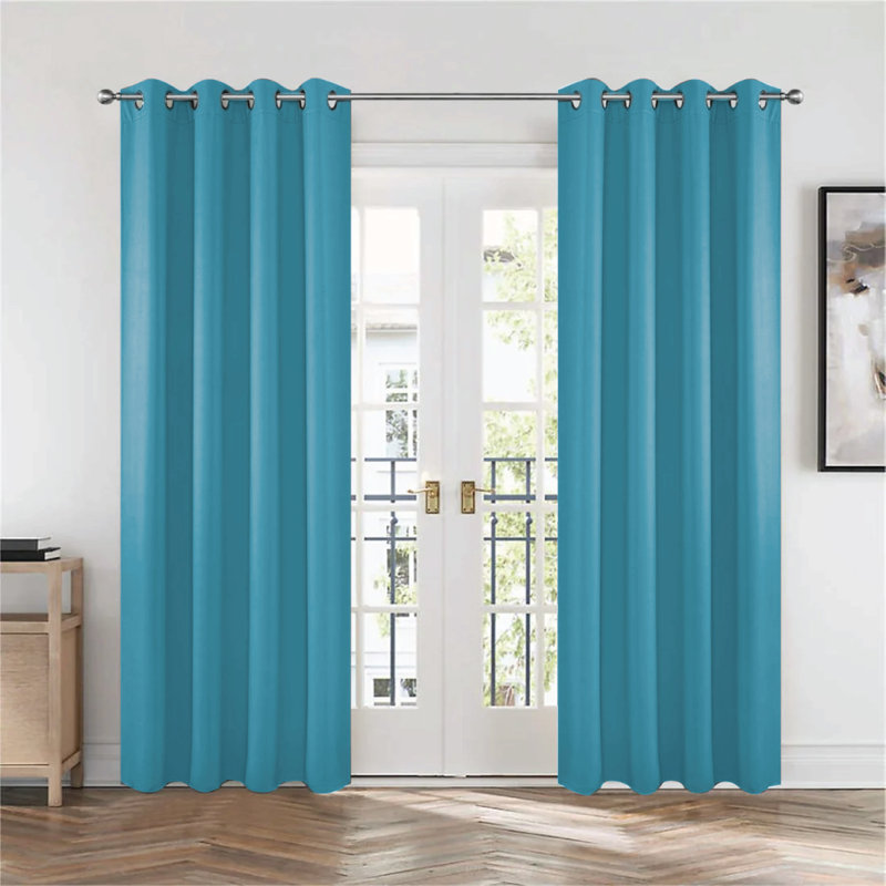 Frasco Blackout Curtain Pair, Teal, 116.84cm Width x 137.16cm Drop