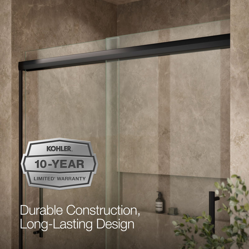 Pleat Frameless Sliding Bath Door, Black