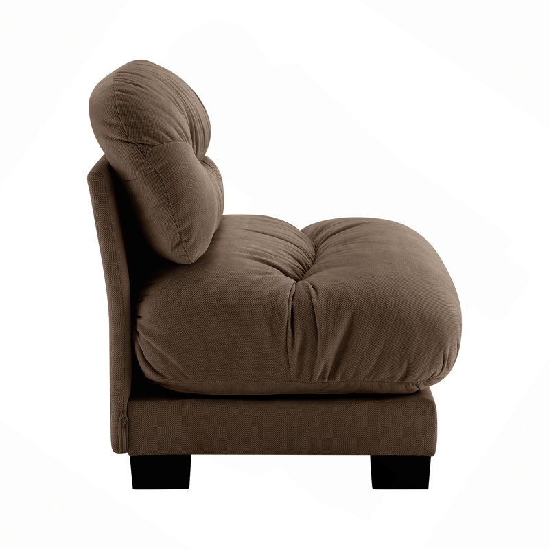 Canapé sans accoudoirs Flora Chenille, Brown, Brown Chenille