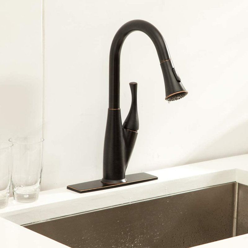 Robinet de cuisine à poignée simple avec douchette rétractable pour évier de cuisine