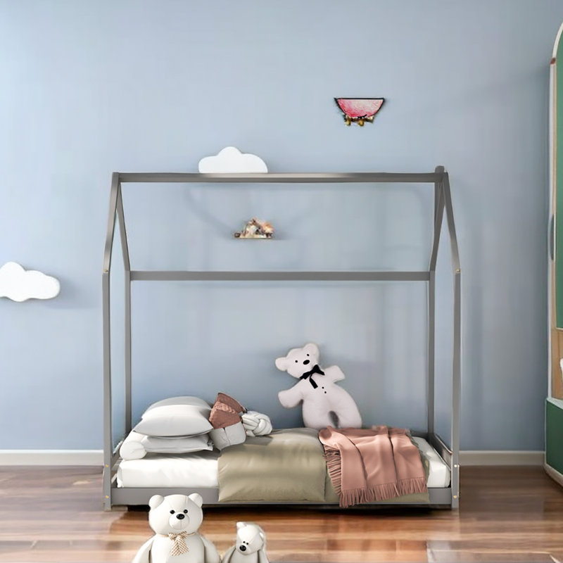 Kaylynn Open-Frame Bed, Gray