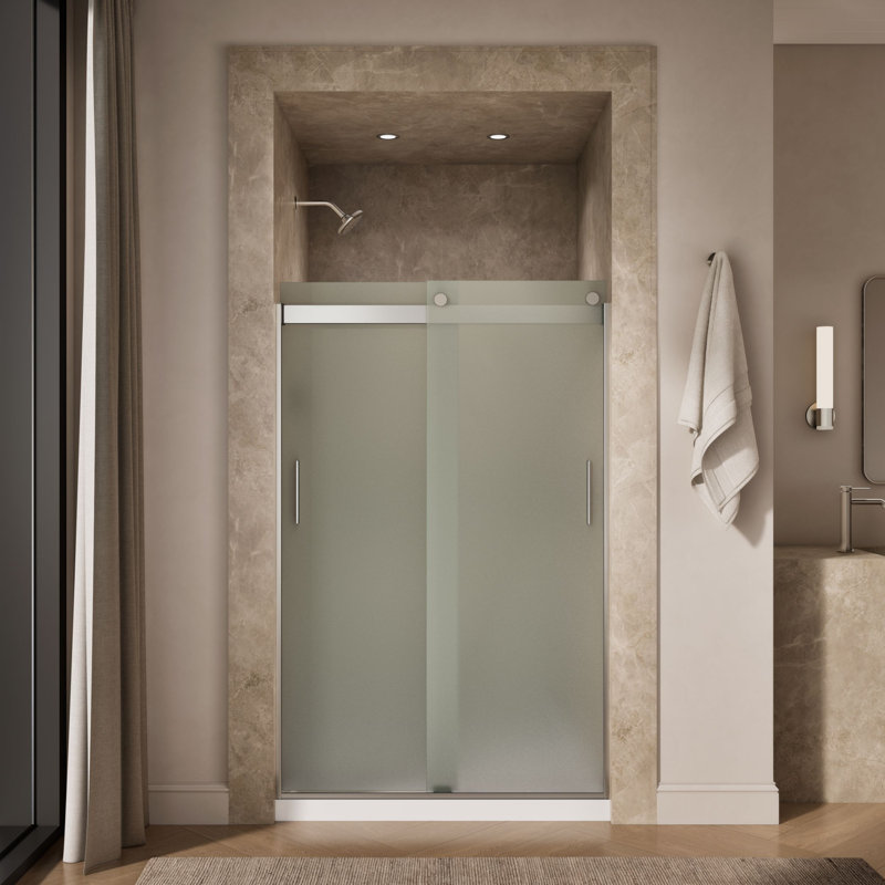 Levity 47.58" x 74" Bypass Shower Door with CleanCoat Technology, Matte Nickel, Frosted