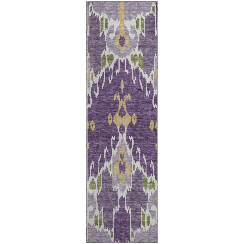 Premium Machine Washable Prisco Purple Rug, Runner 2'3" x 7'6"