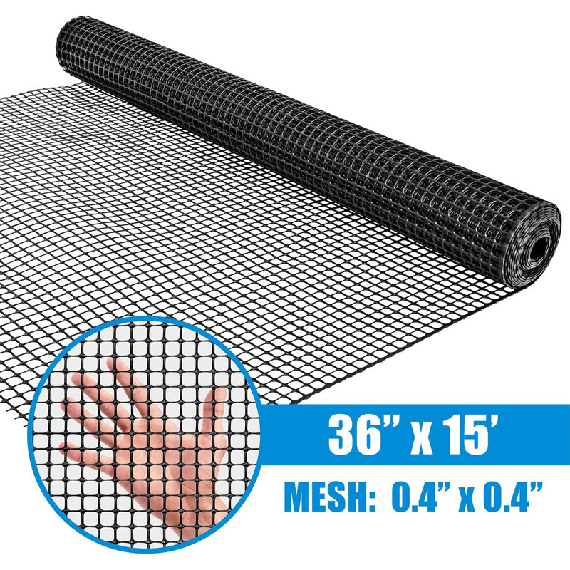 Fencer Wire 3ft.x15ft. Recyclable Black Plastic Poultry Netting with Mesh Size 0.4” x 0.4"