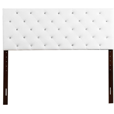 Tête de lit blanche. H 41 à 53 po x l 78 po Assemblage requis. Décoration décontractée pour chambre à coucher. Rembourrage en mousse, endurance pour l'extérieur. 53 po h nécessaire. Rehausseur de style. Tissu