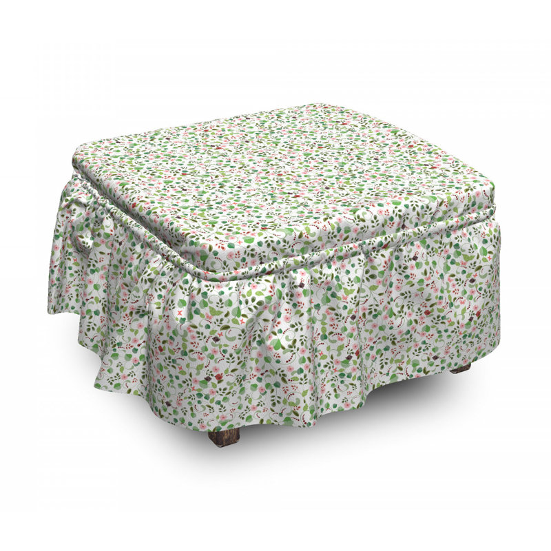 Housse pour repose-pieds papillons et feuilles oiseaux