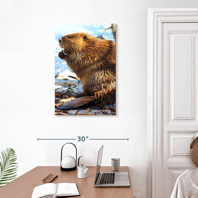 Brampt Beaver In Winter, 30" H x 20" W
