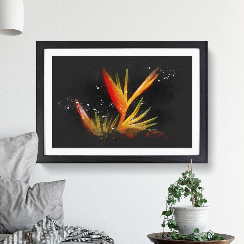 Bird of Paradise Flower - Framed Print, 65cm H x 90cm W x 2cm D, Black