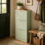 Armoire de rangement moderne à chaussures verte avec 3 tiroirs rabattables et tablettes réglables pour 12 à 18 paires