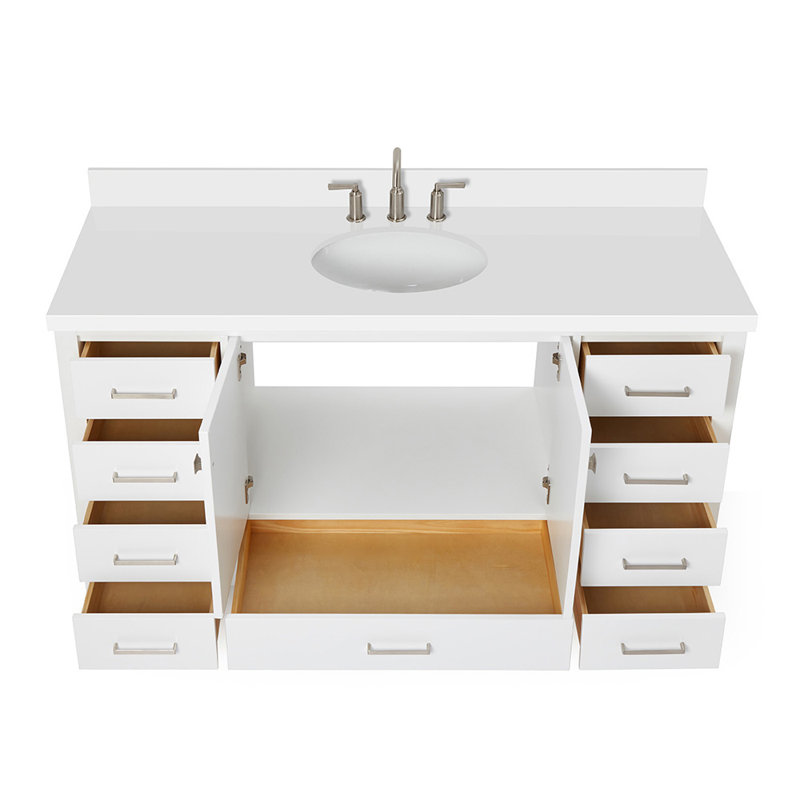 Cambridge 61'' W Single Vanity, Oval, White
