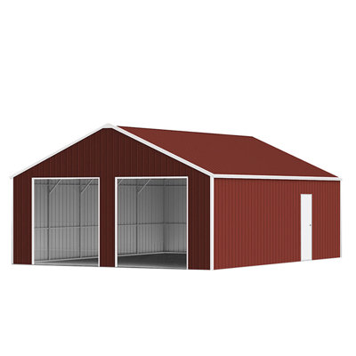 33Ft X 25Ft Metal Barn For Machinery, Dual Doors, Reinforced Steel Structure, 26 - Gauge Sheet Vehicles And