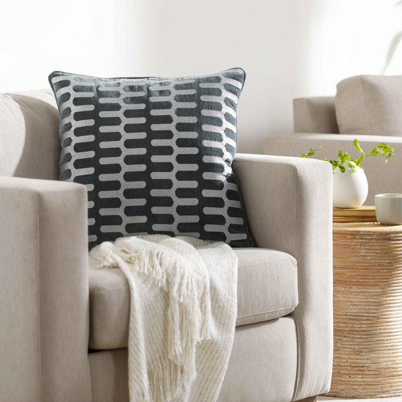 Coussin décoratif en coton Geometric, Polyester/ Bourre en polyester, Vert, 20 po x 20 po