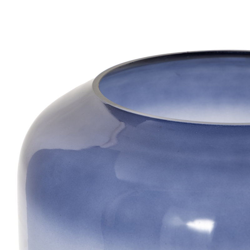 Lampe large ouragan en verre teinté bleu Cole and Base, Bleu, H 10 po x l 9 po x P 9 po