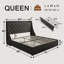  Cadre de grand lit avec 4 tiroirs de rangement, cadre de lit plateforme tapissier avec ports USB Type-C, tête de lit à oreilles, gris foncé-2102771264-2102771270