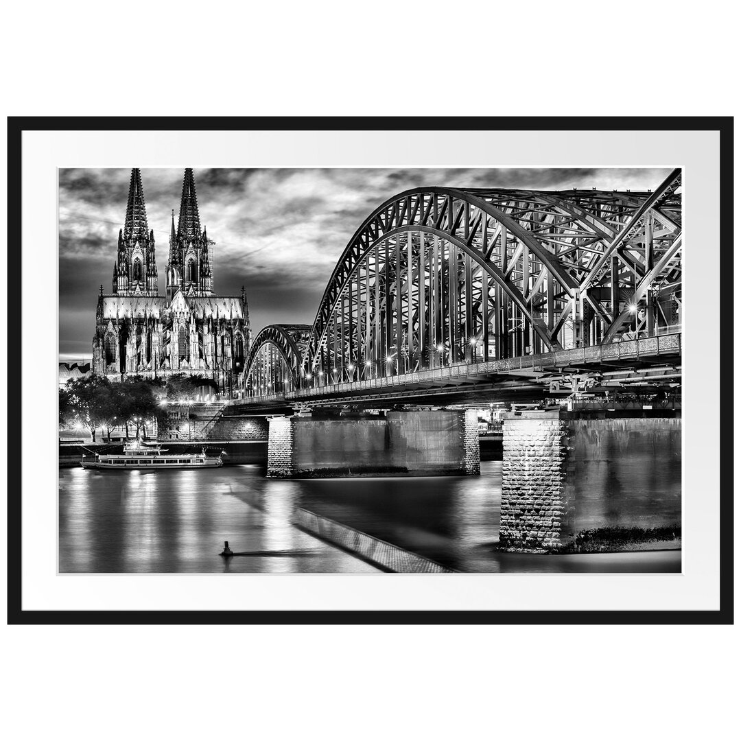 Gerahmtes Poster Hohenzollernbrücke bei Nacht