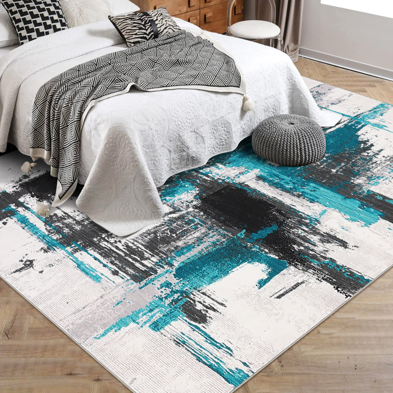 Tapis moderne lavable à la machine, Rectangulaire 8 pi x 10 pi