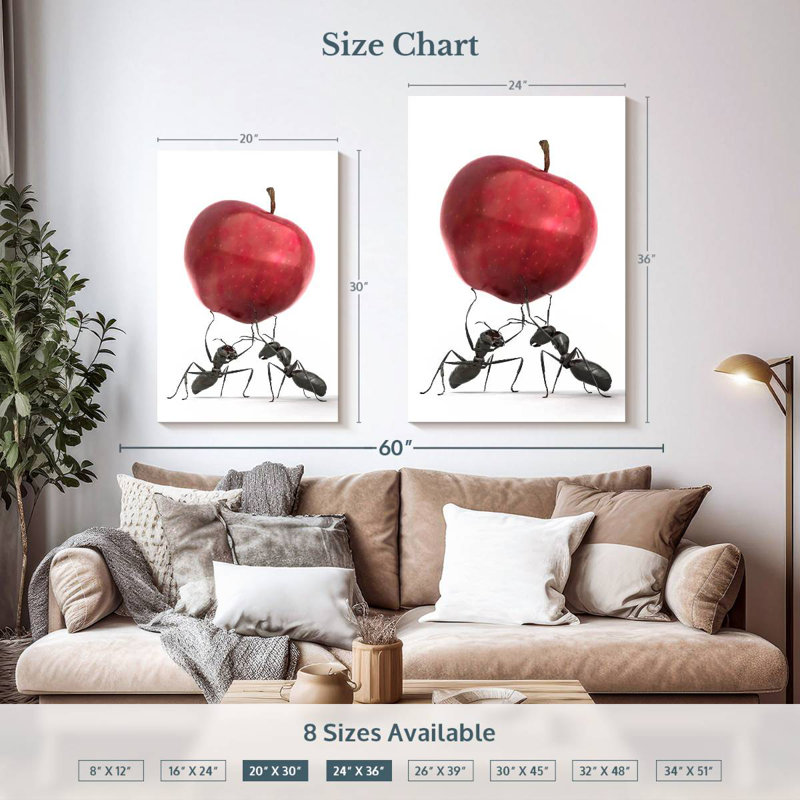 Brampt Black Ants With Apple, 36" H x 24" W